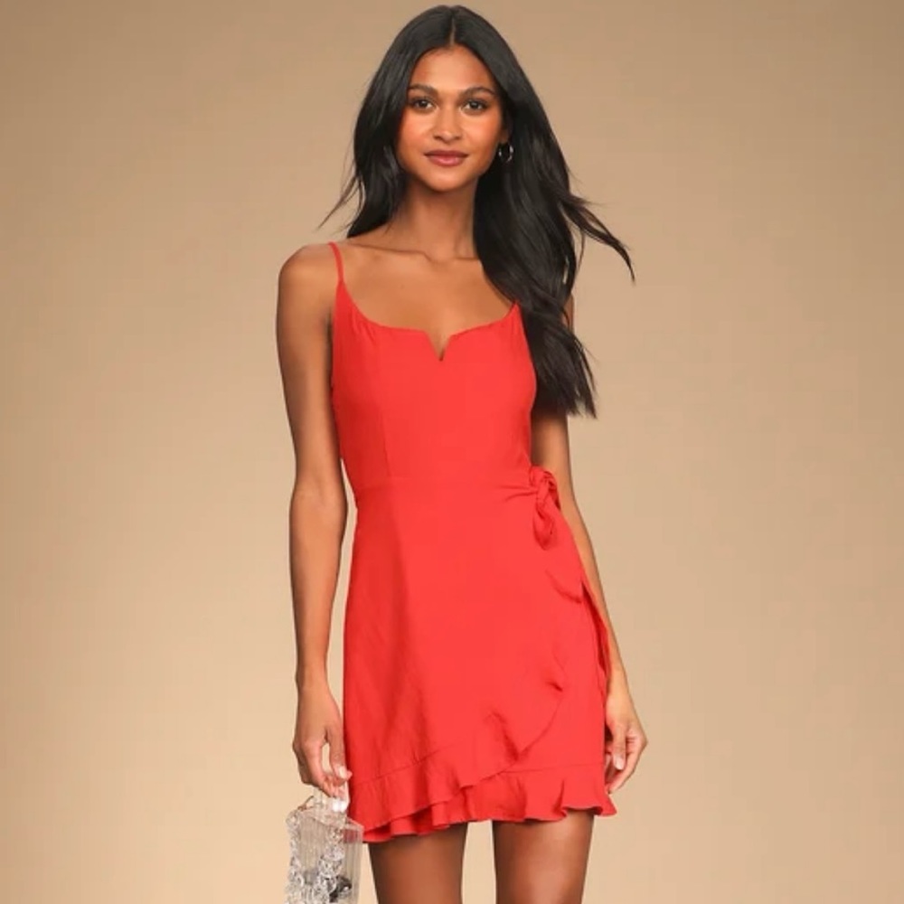 Lulu's Red Ruffle Mini Dress